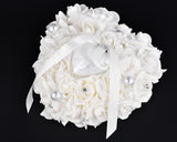 Wedding Ring Pillow for Ceremony Ring Bearer Cushion - White
