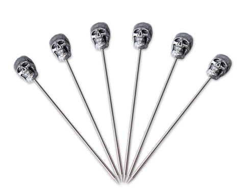 Skull Cocktail Picks 6 Pieces Stainless Steel Fruit Pick