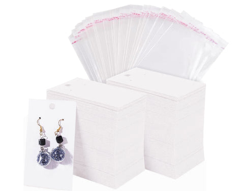 Earring Display Cards with Self-Seal Bags 200 Pieces Earring Tags
