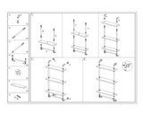 Bathroom Shelves 3 Tier Wall Mounted Book Storage Rack with Floating Pipe