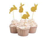 Cake Toppers 50 Pieces Easter Bunny Cupcake Picks - Gold