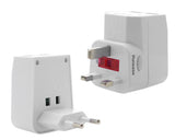 Universal Travel Adapter Wall Charger with Dual USB Port - Black