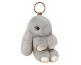 Cute Rex Rabbit Fur Keychain - Gray