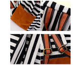 Stripe Print Korean Style Canvas Rucksack - Red