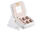 Eiffel Tower Small Travel Jewelry Box Organizer with Mirror - White