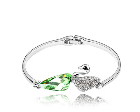Swan Green Crystal Bangle