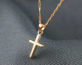 925 Sterling Silver Cross Necklace - Rose Gold