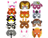 12 Assorted Foam Animal Masks for Dress-Up Costume