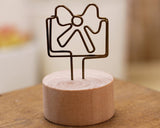 2" Paper Photo Clip Memo Card Wood Base Holder Table Decor -Ribbon Bow