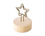 2" Paper Photo Clip Memo Card Wood Base Holder Table Decor - Star
