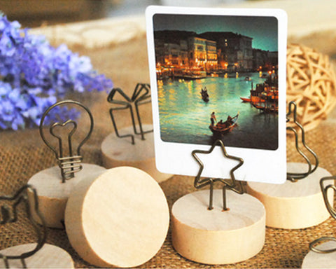 2" Paper Photo Clip Memo Card Wood Base Holder Table Decor - Gift