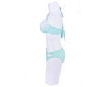 Shell Design Bra Halter Bikini Set - Green